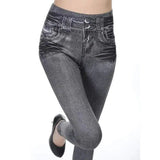 High Waisted Jeggings - Denim Leggings-Gray-4