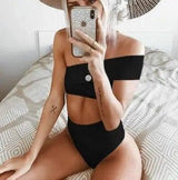 Irregular high waist bikini-Black-2