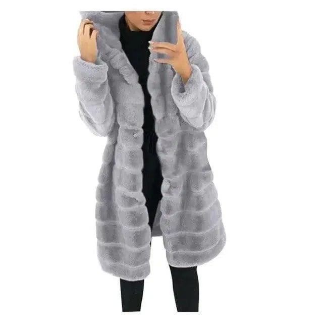 Jacket Winter White Big Solid Jackets For Women Long Coat-7