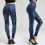 LOVEMI - Knitted denim print leggings