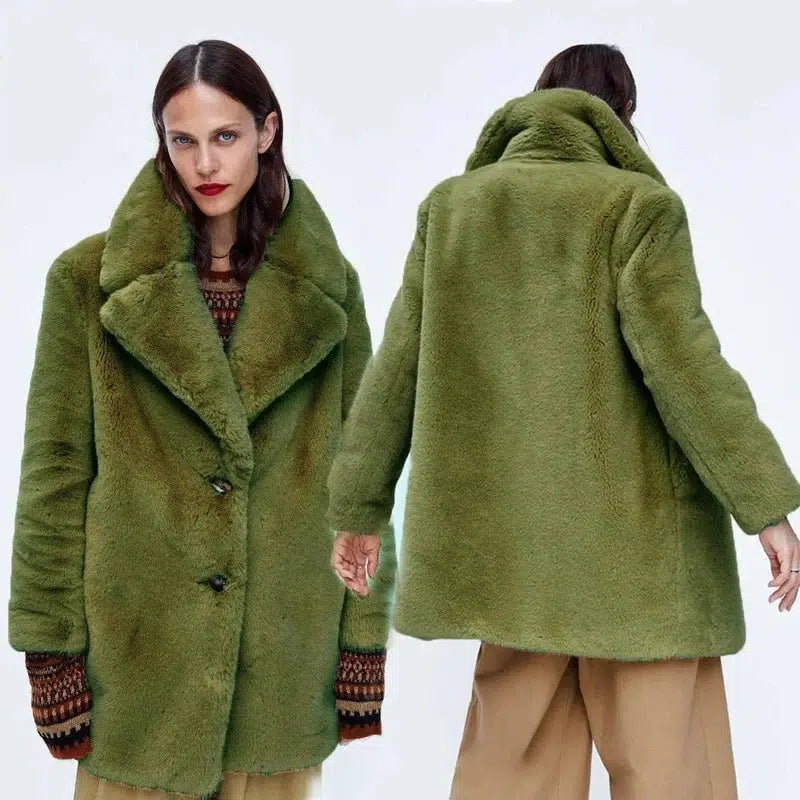 Korean Style Loose Fashion All-match Plush Jacket-ArmyGreen-7