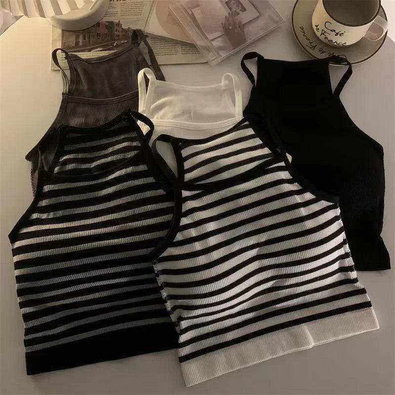 Korean Version Women Tank Tops Thread Solid Casual Fashion-2