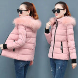 Ladies large fur collar padded down jacket-4