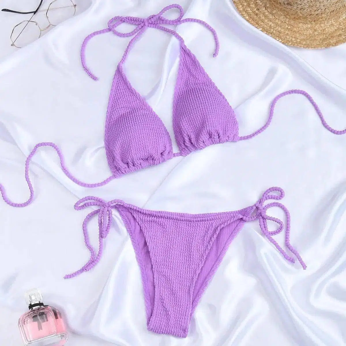 Ladies Split Swimsuit Triangle Bikini Wholesale-Purple-7