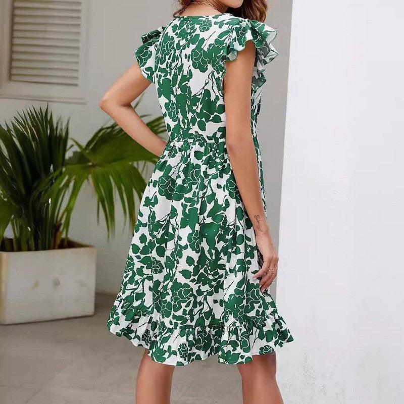 Chic Green and White Dress for Summer-6