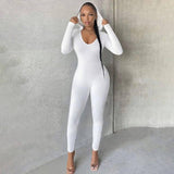 Long Sleeve Solid Color One-piece Trousers-1