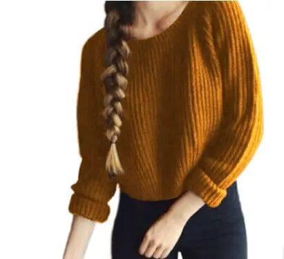 Long Sleve Classic Sweaters-Yellow-10