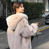 Loose padded faux rabbit fur coat-1