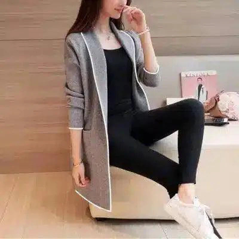 Women's Long Sleeve Open Front Cardigan-Light grey-3