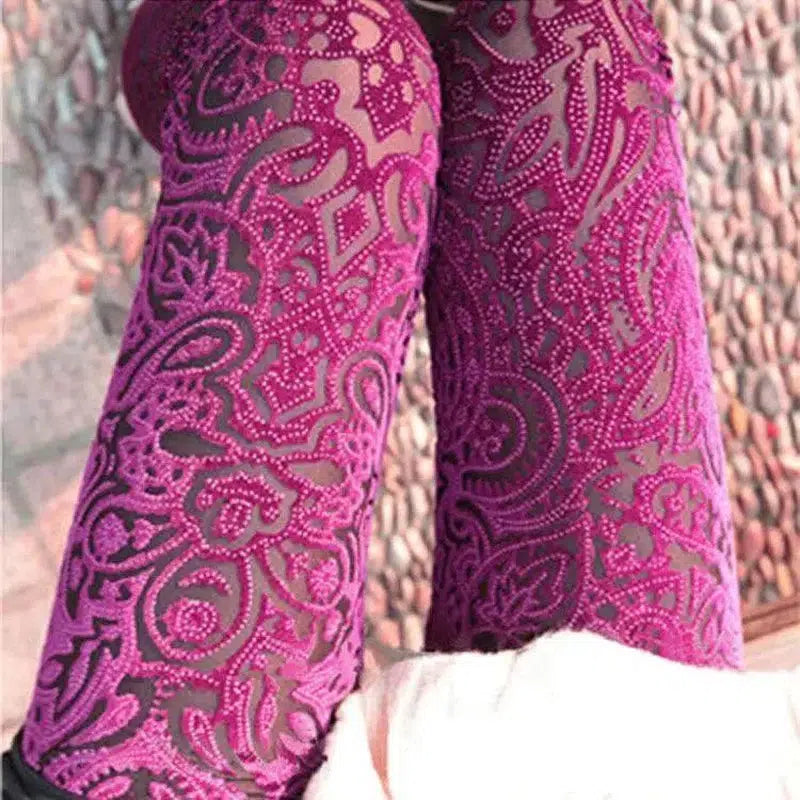 Chic Patterned Tights-Pink-2