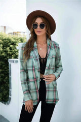 LOVEMI - Lovemi - Chic Plaid Blazer with Lace Detail