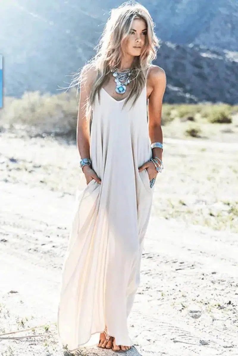 Chic Summer Beach Dress: Strapless & V-Neck-9