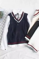 LOVEMI - Lovemi - College Style Knitted Vest Women's Vest Sweater