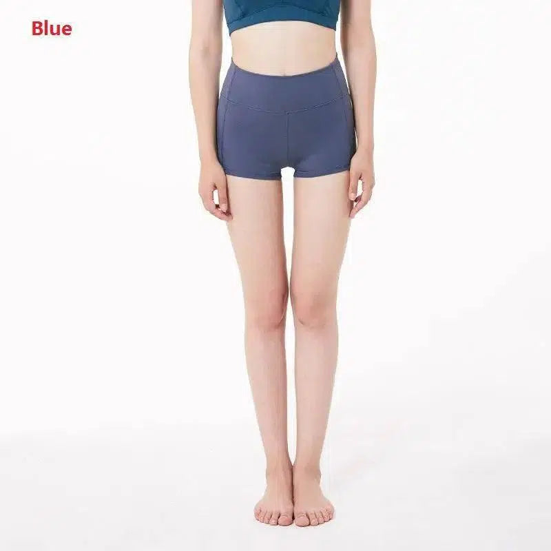 Coloravlue Soft Nylon Fitness Jogger Shorts Women High Waist-Blue-33