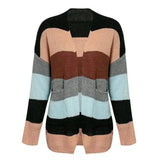 Women's Striped Sleeve Knit Cardigan-Color-2