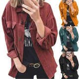 LOVEMI - Lovemi - Corduroy Jacket Shirt Lapel Long Sleeve Loose