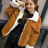 LOVEMI - Lovemi - Corduroy lambskin padded jacket long