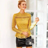 Lace Crochet Turtleneck Sweater Top-1