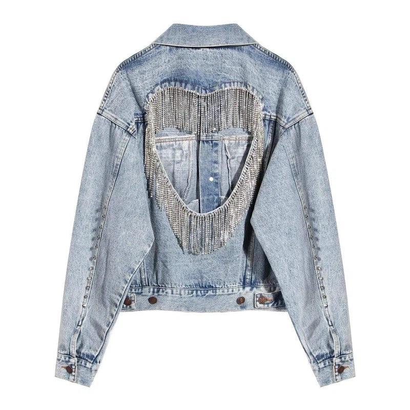 LOVEMI - Lovemi - Denim jacket with diamond tassels