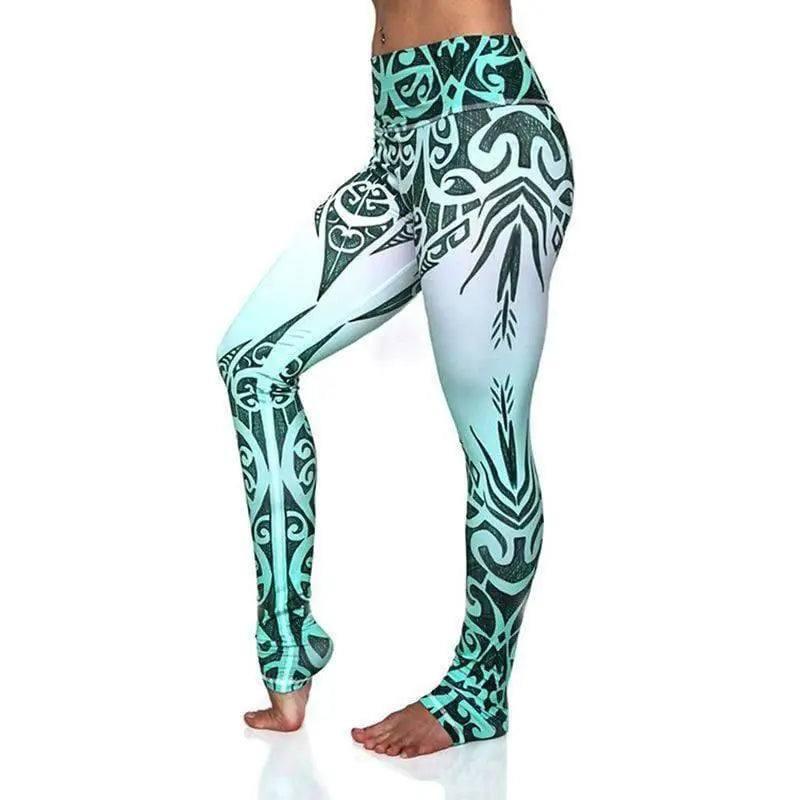 Digital print leggings Fashion leg stretch tight leggings-E Blue-14