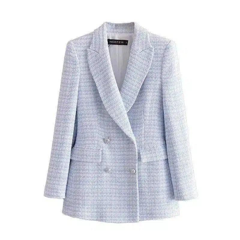 Classic Women's Tailored Blazer Jacket-Blue-1