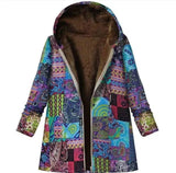 Ethnic style cotton-padded jacket Korean fashion-Blue-4