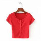 LOVEMI - Lovemi - European And American Style Short Slim Round Neck