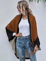 Fashion Color-block Knitted Cardigan Sweater Coat-Black-4