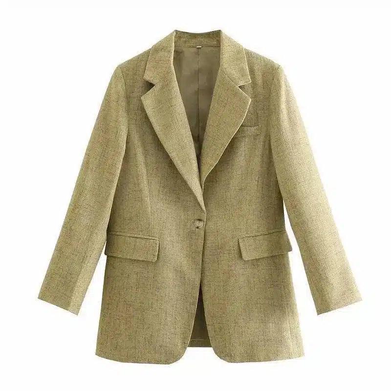 Men's Tailored Fit Linen Blend Blazer-Khaki-1