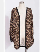 Women's Leopard Print Cardigan with Pockets-2