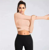 Stylish Cropped T-Shirt for Fitness Yoga Wear-Pink-7