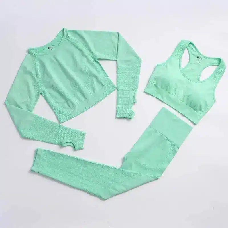 Women's Activewear Set - Gym Top & Leggings-Green-5