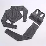 Women's Activewear Set - Gym Top & Leggings-Dark Grey-7