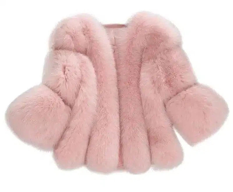 Luxurious Fox Fur Jacket for Stylish Comfort-Pink-3