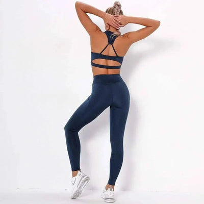 Hot Selling Striped Pocket Yoga Suits In Europe And-Blue-2