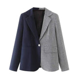 LOVEMI - Lovemi - Houndstooth Color Block Suit Casual Jacket