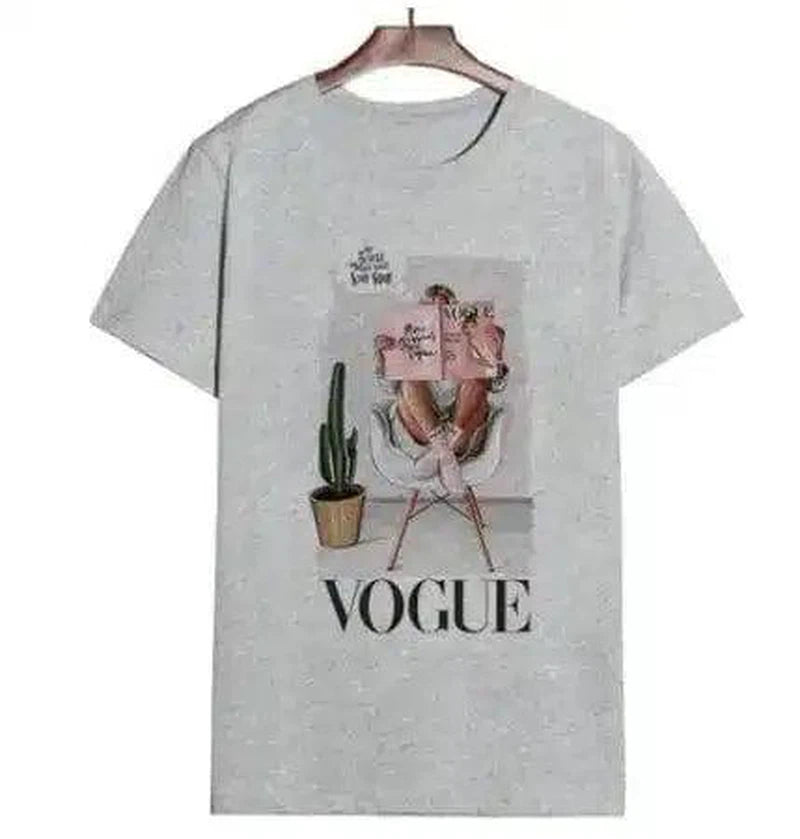 Fashion Graphic Tee for Women-C gray-2