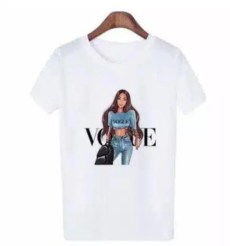 Fashion Graphic Tee for Women-A white-3