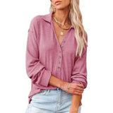 Womens Casual Button-Down Shirt-Pink-4