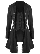 Victorian-Inspired Tailcoat Jacket for Women-Black-2