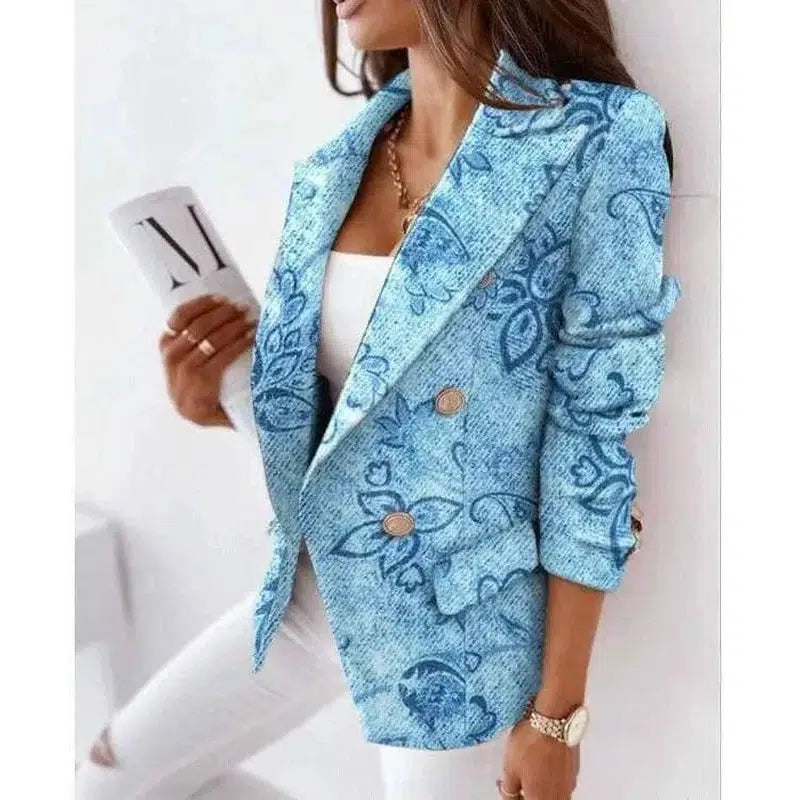 Long-Sleeved Double-Breasted Fashion Print Suit-7color-7