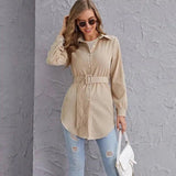 Loose casual front buttoned lapel coat-1