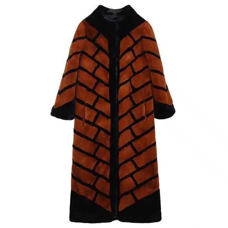 LOVEMI - Lovemi - Medieval Style Super Long Striped Fur Jacket