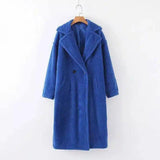 Women's Faux Fur Winter Coat-Blue-4