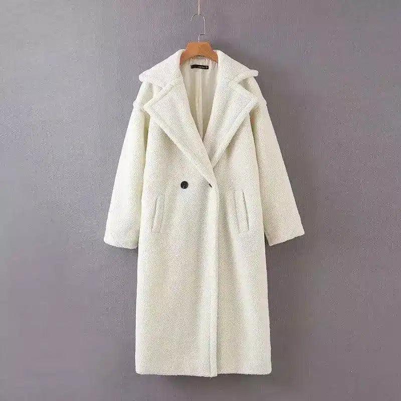 Women's Faux Fur Winter Coat-White-5