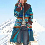 Winter Hooded Wool Blend Coat with Pockets-Blue-3