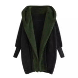 Fleece-Lined Open Front Cardigan-Army Green-2