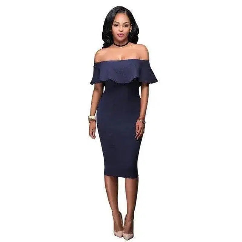 LOVEMI - Lovemi - Off Shoulder Ruffles Dress