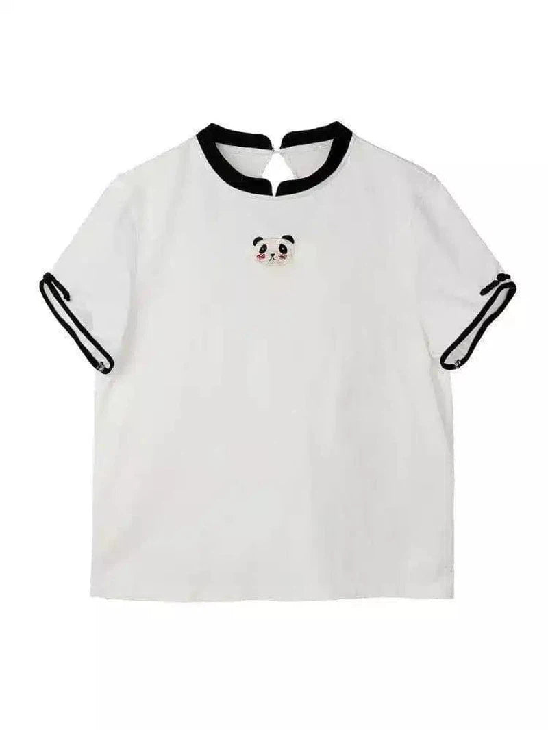 LOVEMI - Lovemi - Panda embroidery t-shirt