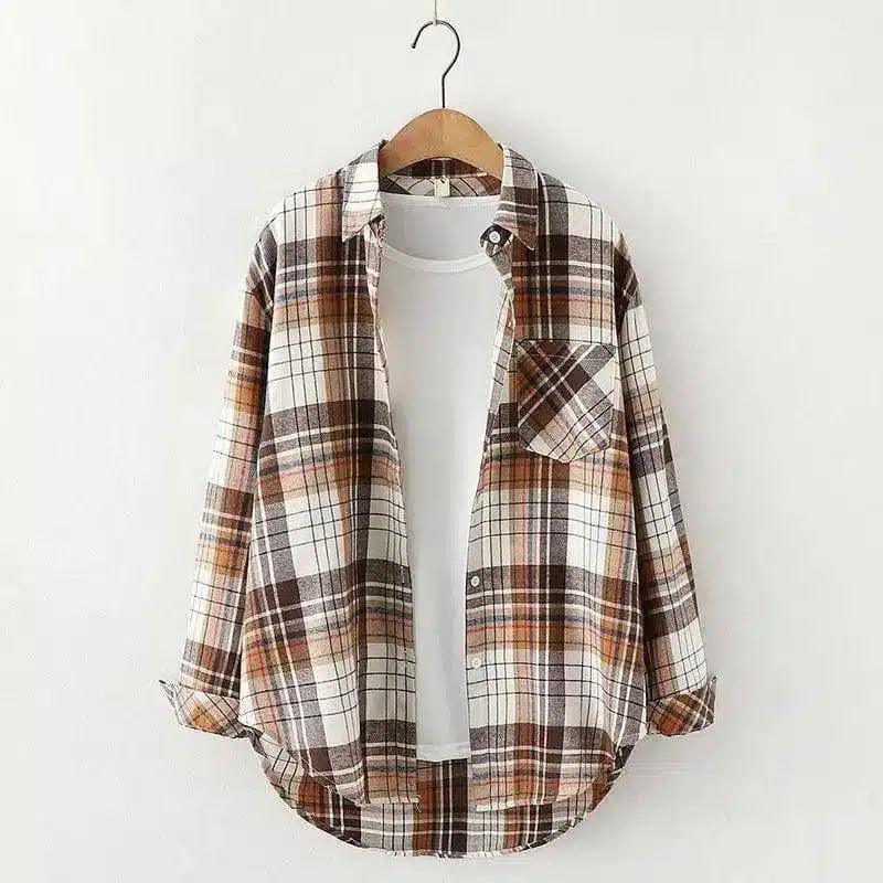 LOVEMI - Lovemi - Plaid Shirt Women'S Long-Sleeved Loose Shirt